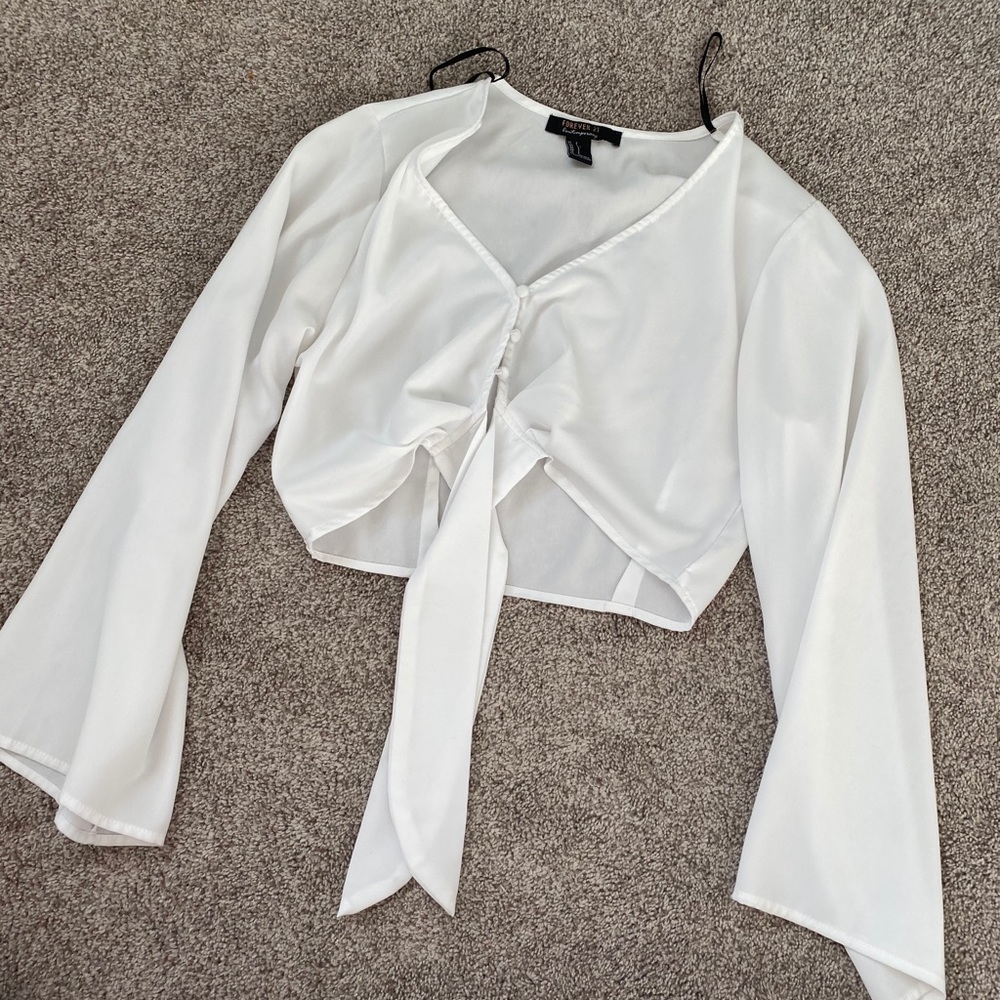 Sheer tie front forever 21 cropped top